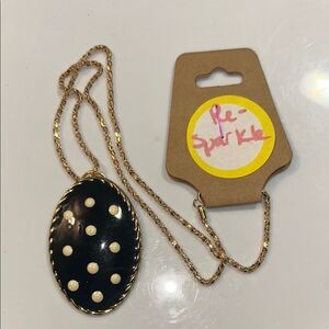 Black and Gold Polka Dot Pendant Necklace